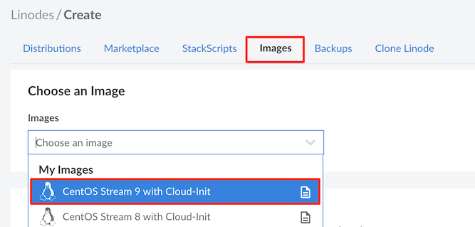 Screenshot of deploying an instance from a custom image Screenshot of deploying an instance from a custom image
