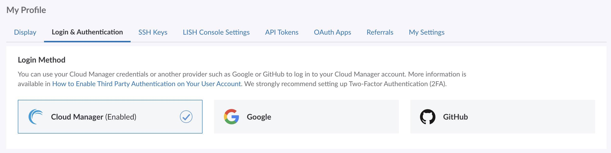 Select the Login Method Select the Login Method